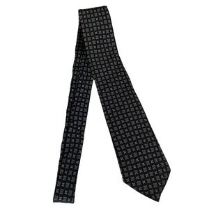 Andhurst Custom Collection Mens Navy Blue Gold Geometric Medallion 100% Silk Tie